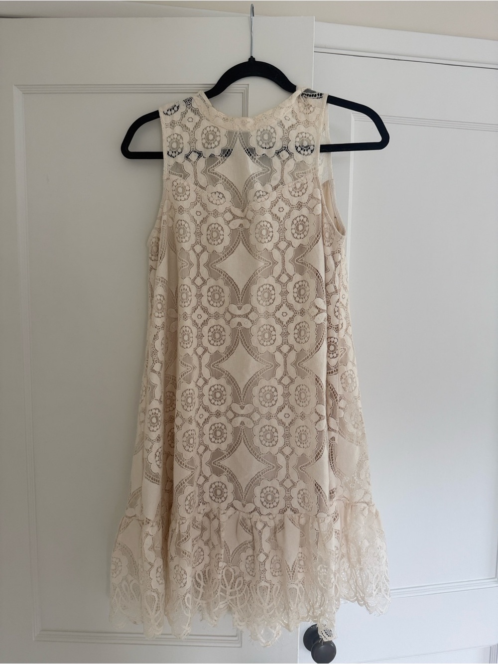 Anthropologie Lace Sleeveless A-Line Cream Lace Dress - Petite!